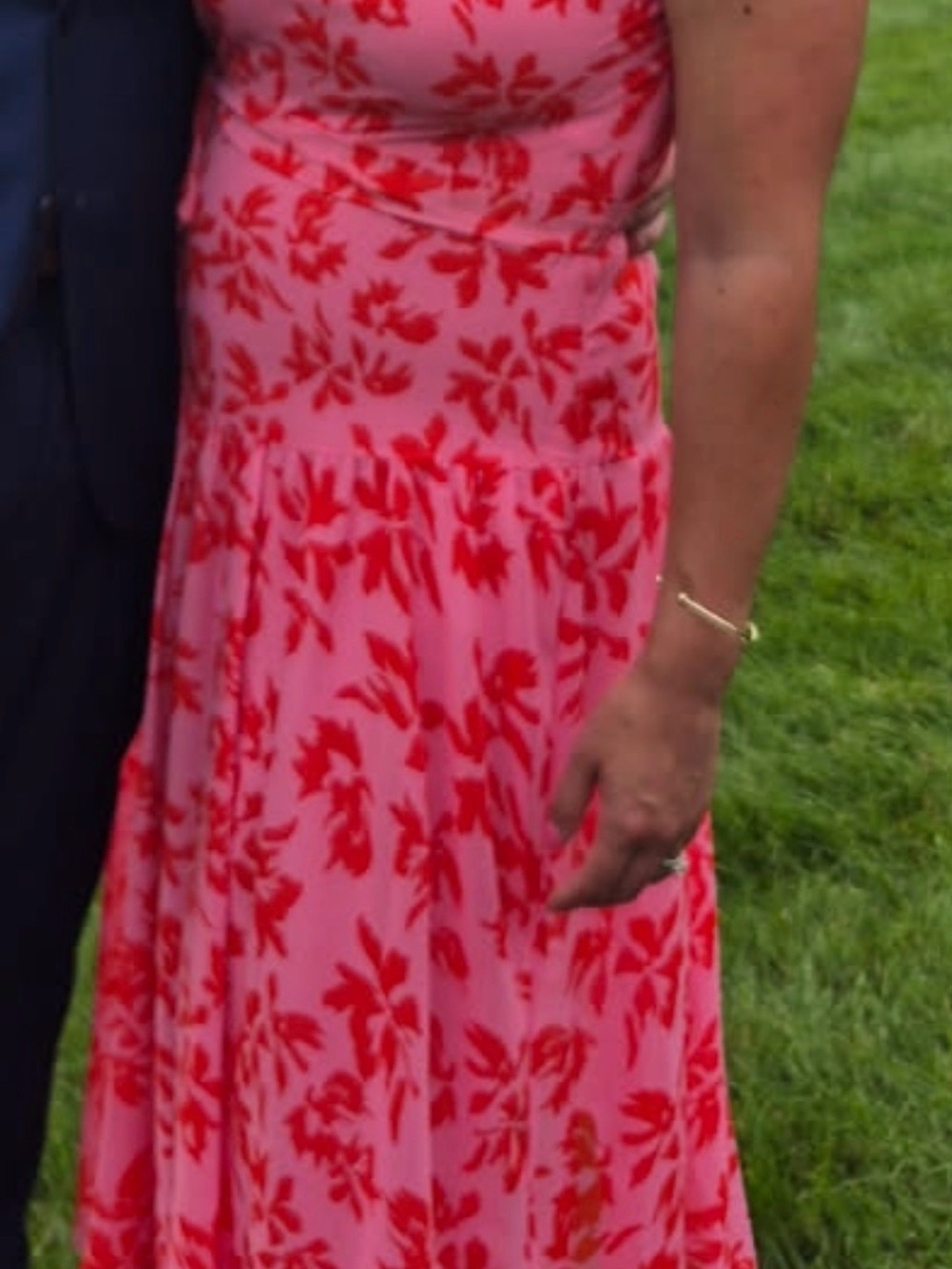 Taylor Pink Maxi Dress with Red Floral Print sz12